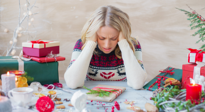 stressed woman during the holidays